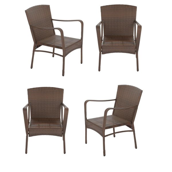 W Unlimited Leisure Brown Wicker Outdoor Lounge Chair Set 4 Piece SW1616-4CH